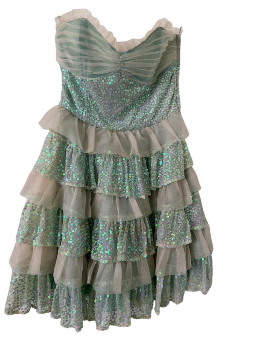 Vintage Betsey Johnson Strapless Sparkly Light Blue Mini Princess Dress- 10 - Picture 13 of 15